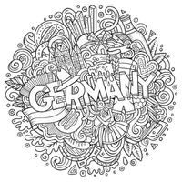 Cartoon cute doodles hand drawn Germany inscription vector