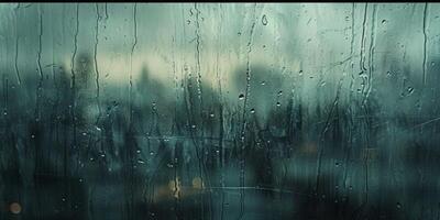 AI generated Raindrops on the window, abstract background, photo