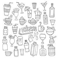 Vector set of different hand drawn beverages