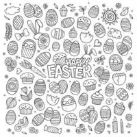 Sketchy vector hand drawn doodles cartoon set of Easter objects