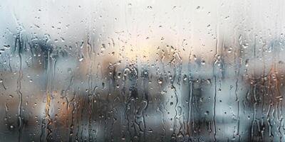 AI generated Rain drops on the window. Abstract background for design and decoration. photo