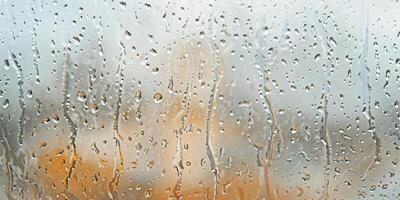 AI generated Raindrops on the glass. Abstract background. photo