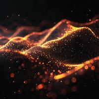 AI generated digital wave of particles futuristic point wave technology light effect photo