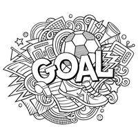 Cartoon cute doodles hand drawn Goal illustration vector