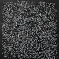 Cartoon chalkboard doodles on the subject of Easter vector