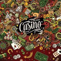 Cartoon doodles casino frame design vector