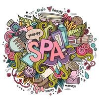 Spa hand lettering and doodles elements illustration vector