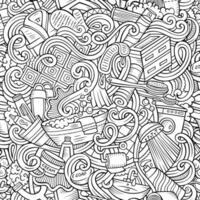 Cartoon cute doodles Bathroom seamless pattern vector