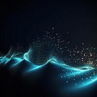 AI generated digital wave of particles futuristic point wave technology light effect photo