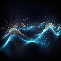 AI generated digital wave of particles futuristic point wave technology light effect photo