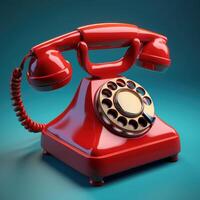 AI generated red old fashioned telephone with hands and feet 3D style photo