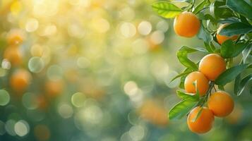 AI generated Orange tree in the corner in over blurred background photo