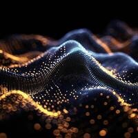 AI generated digital wave of particles futuristic point wave technology light effect photo