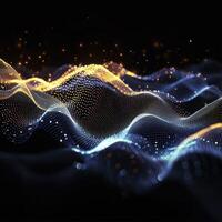 AI generated digital wave of particles futuristic point wave technology light effect photo