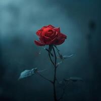 AI generated Red roses give a cold feeling when they are touched by horror. photo