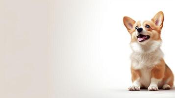 ai generado corgi retrato aislado en blanco antecedentes. Doméstico perro. foto