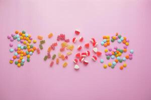 colorful candy sweet jelly in a bowl on table photo