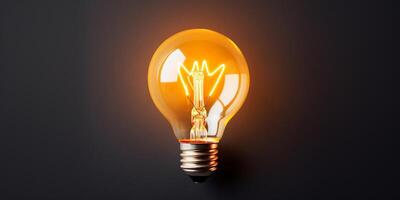 AI generated Photorealistic image of an incandescent light bulb on a dark background photo