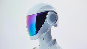 AI generated A closeup image of a robot head photo