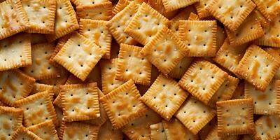 AI generated background with saltine crackers. top view photo