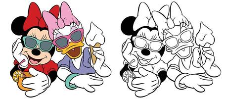 mickey ratón y amigos, minnie verano, margarita Pato vector