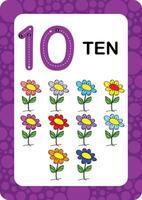 Numbers Flashcards. Number Seventeen Educational math card for children. Learn Counting numbers. vector