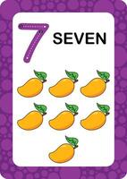 Numbers Flashcards. Number Seventeen Educational math card for children. Learn Counting numbers. vector