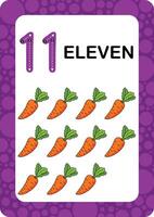 Numbers Flashcards. Number Seventeen Educational math card for children. Learn Counting numbers. vector