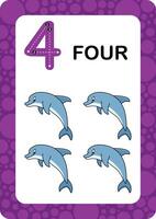 Numbers Flashcards. Number Seventeen Educational math card for children. Learn Counting numbers. vector