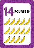 Numbers Flashcards. Number Seventeen Educational math card for children. Learn Counting numbers. vector