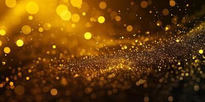 AI generated Festive background with bokeh lights. Abstract background with gold sparkles photo