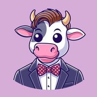 Cool cow wearing a suit vector