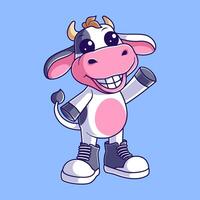 Cute cow wearing big shoes vector