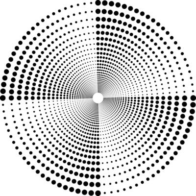 Spiral wave rhythm dynamic. Abstract swirl form with dots. Design spiral background. Vector illustration