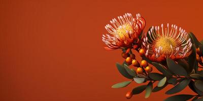 AI generated Photorealistic close-up image of protea flowers photo