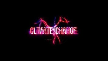 Climate Change glow pink neon text lightning glitch effect video