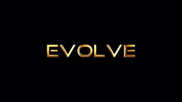 Loop animation of EVOLVE golden text shine light motion video