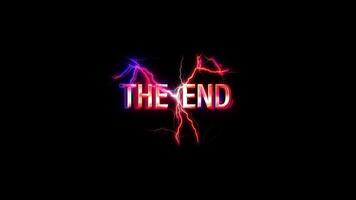 THE END glow pink neon text lightning glitch effect video