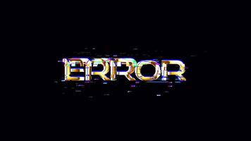 Animation of ERROR golden text glitch effect abstract background video