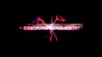 Risk Management glow pink neon text lightning glitch effect video