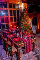 Indoor christmas house interior. Celebration new year design. photo