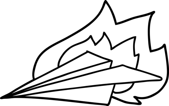 dibujos animados ardiente papel avión icono png