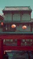 A red gate with lanterns on top of it video