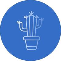 Cactus Gradient Line Circle Icon vector