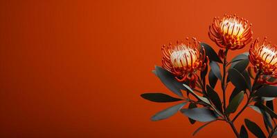 AI generated Photorealistic close-up image of protea flowers photo