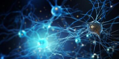 ai generado neural conexiones en el cerebro. imagen demostración el complejo red de neuronas en el humano cerebro foto