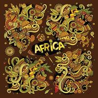 Vector doodle cartoon set of Africa designs