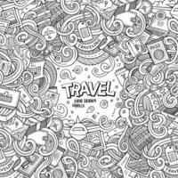 Cartoon cute doodles Travel frame design vector