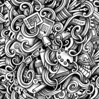 Cartoon hand-drawn doodles Design and Art seamless pattern vector