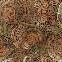 Vector spiral decorative doodles seamless pattern